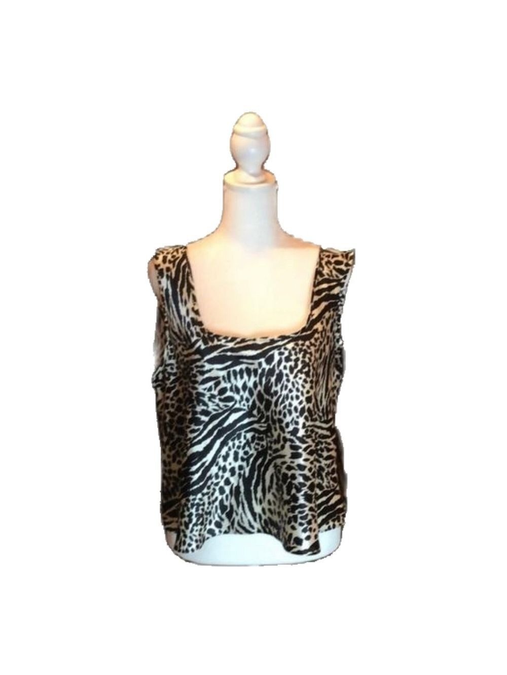 VICTORIA’S SECRET  Sexy Black & Cream Shiny Animal Print Teddie Top Size L